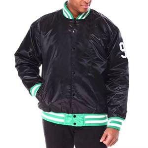 Blouson aviateur en satin brodé personnalisé pour hommes à col montant avec logo à l'avant pour le style universitaire grec de la sororité - Product Image 6