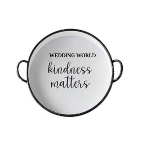 Plateau de service galvanisé enduit de poudre blanche forme ronde fait à la main vente chaude concepteur de table en gros plateau de service en métal - Product Image 1