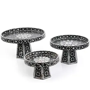 New Design Elegance Mother Of Pearl Inlay Cake Stand For Ramadan Eid Holiday Table Decoration From Vietnam