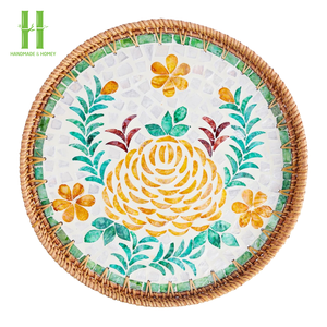 Haute qualité écologique durable décor à la maison rotin vadrouille plateau de service fait à la main OEM du Vietnam - Product Image 4