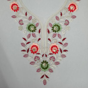 Patch de col en filet brodé de style nuptiale avec paillettes brillantes pour robe de mariée blouse saree kurti décolleté vêtements de mode - Product Image 5