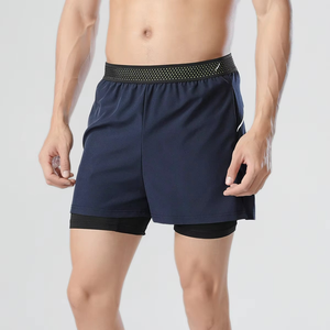 Short de sport pour homme à séchage rapide, respirant et doux, confortable, couleur unie, double couche, short de basket-ball - Product Image 1