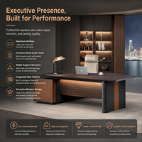Bureau de direction moderne finition anthracite avec bande lumineuse LED et meuble de rangement design de luxe