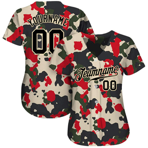 Camiseta de béisbol de camuflaje multicolor personalizada, uniforme de equipo, transpirable, de secado rápido, con botones, nombre personalizado, número, deportes atléticos - Product Image 2