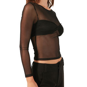 Ladies Dry Sheer <b>Mesh</b> T Shirts Street Style Square Neck 100% Polyester See Through Tee <b>Tops</b> Casual & Sporty Sheer <b>Mesh</b> Tanks - Product Image 2