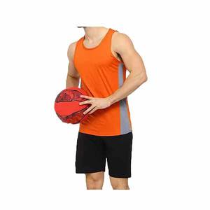 Nuevo Diseño, Venta al por Mayor, Ropa Deportiva, Camiseta sin Mangas de Punto de Corte Regular para Hombre, Color Naranja, Secado Rápido, Transpirable, Estilo Urbano - Product Image 5