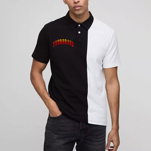 Alta calidad 100% algodón hombres para Polos logotipo bordado personalizado ropa informal bloque de color 2 botones camisetas patrón impreso - Product Image 1
