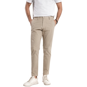 Pantalones Chinos Casuales Premium para Hombre, Corte Recto, Ajuste Moderno, Algodón Elástico, Antiarrugas, Ecológicos, Transpirables, con Pliegues Delanteros, Cintura Media - Product Image 1