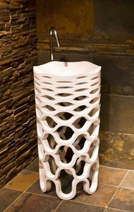 Lavabo de mármol duradero hecho a mano, lavabo de pedestal de piedra portátil de lujo para casas, spas, resorts, venta al por mayor - Product Image 2