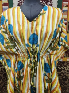 Robe caftan en coton pour femmes été artisanat ethnique Boho Hippie Robe grande taille tenue de bureau amicale naturel longue traditionnelle - Product Image 6