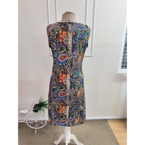 Robe courte sans manches à col en V et motifs pour femmes, 36695 - Bleu - Product Image 6