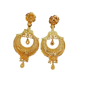 Meilleures offres de boucles d'oreilles serties de boucles d'oreilles fantaisie de forme ronde en plaqué or 22CT à vendre par les exportateurs - Product Image 1