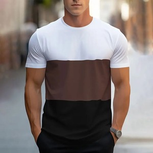 2025 été nouvelle mode épissage imprimé à manches courtes T-shirt hommes col rond ample respirant hauts sport Fitness T-shirt - Product Image 5