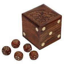 กล่องลูกเต๋าไม้ทำด้วยมือสุดหรูพร้อมลูกเต๋าทองเหลืองขนาดเล็ก5ชิ้นรูปแบบของเล่นส่งเสริมการขาย - Product Image 6