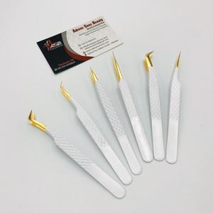 Pinzas de extensión de pestañas de acero inoxidable sostenibles japonesas de etiqueta privada pinzas de pestañas de oro blanco puntiagudas profesionales - Product Image 6