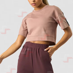 Women's Summer <b>Retro</b> Vintage Cotton Tees Front Logo Short Sleeve Top Breathable Eco-Friendly OEM Customizable - Product Image 4