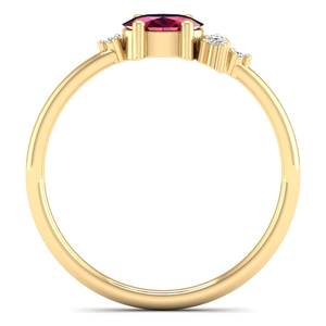 แหวนหมั้นเพชรพลอยรูปไข่ 0.5 กะรัต ประดับด้วยพลอยทับทิมและมอยส์ซาไนต์ ดีไซน์หรูหราจาก REYES ทำจากทองคำแท้ 14K - Product Image 4