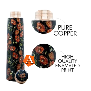 Bouteille d'eau en cuivre 500ml la plus vendue avec couvercle anti-fuite Finition en émail noir pour le bureau et la salle de sport - Product Image 5