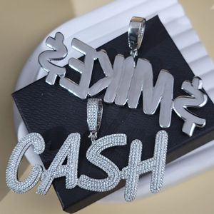 Colgante de Placa con Nombre Personalizado en Plata 925, Cadena con Nombre Personalizada, Regalo Personalizado, Colgante con Letras de Moissanita, Joyería Hip Hop con Incrustaciones - Product Image 2