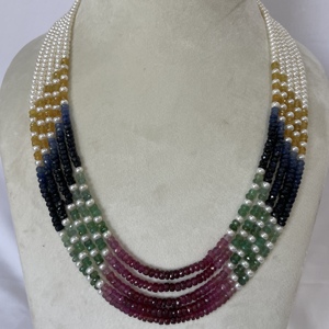 4mm naturel émeraude rubis saphir perles d'eau douce collier fine pierre perlée tendances Design de mode pour les femmes nouveaux bijoux - Product Image 5