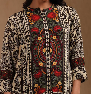 Kurta กับกางเกงทรงหลวมสีดำสีเบจเสื้อผ้าอินเดียและปากีสถานสำหรับผู้หญิง - Product Image 5