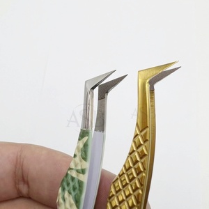 แหนบต่อขนตาปลอมทำจากสเตนเลสสตีลสีทองแบบมืออาชีพแหนบปลายแหลมนาโนแบบใช้มือทดสอบปริมาณ - Product Image 1