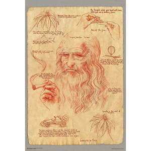Póster de Leonardo con la Famosa Imagen de Él Fumando, Diseño en Papel de Alta Calidad para Decoración de Pared - Product Image 1