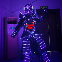 Costume de robot LED et combinaison de danse LED RGBWAUV, tenue lumineuse pour fête avec télécommande et batterie