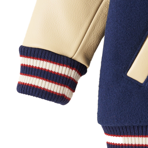 Veste universitaire en toile personnalisée de haute qualité pour hommes avec col montant Patch de broderie en chenille Design respirant - Product Image 4