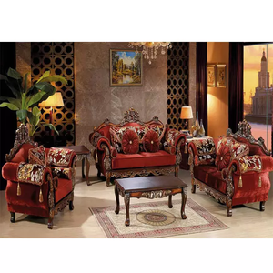 ชุดเฟอร์นิเจอร์ห้องรับแขกแกะสลักแบบดั้งเดิม,ชุดโซฟา5ที่นั่งสไตล์วิคตอเรียนไม้สักสำหรับห้องนั่งเล่น - Product Image 1