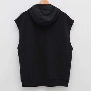 Custom Printed Pullover Sleeveless <b>Hooded</b> Vest Gym Athletic Jersey Casual Men's Hoodie T-<b>Shirt</b> Workout Summer Plain Dyed - Product Image 2