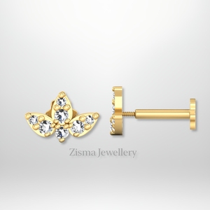 Elegante Piercing en forma de pera Stud 14K Oro VVS Claridad DEF Color Diamantes reales y cultivados en laboratorio GIA IGI Certificado al por mayor - Product Image 4