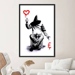 Tableau imprimé sur toile élégant - Décoration moderne de style Banksy, toile encadrée noire - Product Image 1