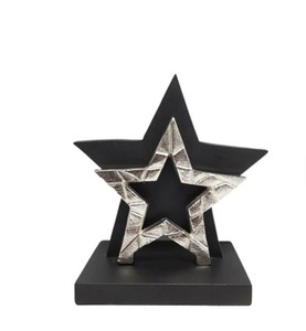 Étoiles de Noël et de fête de luxe en aluminium et en bois avec base noire et argentée, vente en gros auprès du fournisseur - Product Image 3