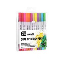 Ensemble de marqueurs double pointe à base d'eau - Ensemble de stylos aquarelle - Stylo de dessin à lignes colorées - Stylo de dessin à pointe souple