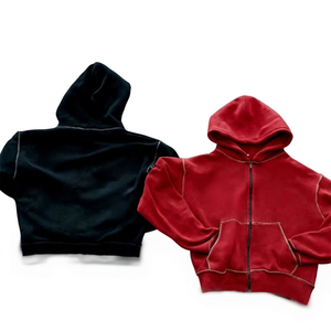 Sudadera con Capucha Corta para Hombre, con Cierre, Color Sólido, Felpa, 100% Algodón, Corte Regular, Bordada, Informal, para Invierno, con Logotipo Personalizado - Product Image 2