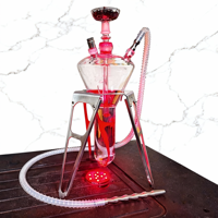 Ensemble de narguilé de luxe avec corps en verre borosilicate à haute résistance, structure en acier inoxydable, double tuyau d'eau, narguilé, chicha