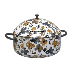 Forme ronde Fantaisie Élégant En Acier Inoxydable Designer Casseroles En Métal Élégant De Haute Qualité À La Main En Gros En Métal Réchauffeur De Nourriture - Product Image 2