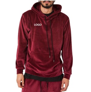 ผู้ชายพอดีบางยิมออกกําลังกายกํามะหยี่ Velour มีฮู้ดว่างเปล่าร้อนขายผ้าฝ้ายขนแกะเฮฟวี่เวทบุรุษว่างเปล่าฮู้ดเทอร์รี่ฝรั่งเศส - Product Image 4