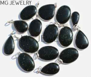 Colgantes de bisel de piedras preciosas de piedra dorada verde al por mayor colgantes chapados en plata de cristal de piedra dorada verde Natural joyería de moda - Product Image 1