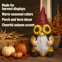 Statue de gnome tournesol résistante aux intempéries, décor résistant à la décoloration pour pelouse, patio, véranda, balcon et décoration de ferme