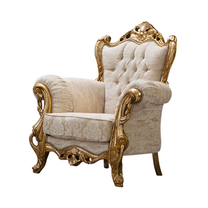 Fauteuil d'appoint de style baroque de luxe avec dossier capitonné et détails décoratifs dorés ornés - Product Image 1