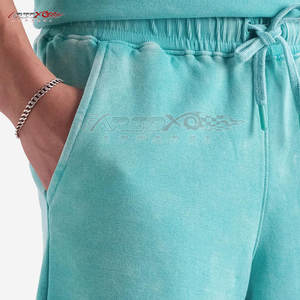 Pantalones cortos holgados lavados con ácido para hombre, ropa de calle Vintage de algodón 100%, estilo informal atractivo con aspecto lavado - Product Image 5