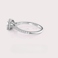 Bague de fiançailles/mariage en diamant de laboratoire rond certifié IGI avec bande pavée et halo caché en or blanc/rose et or jaune 18 carats
