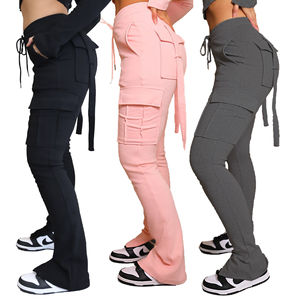 Pantalon de jogging d'hiver pour femme avec logo personnalisé Spandex coton taille élastique cordon de serrage avant plat Design durable - Product Image 1