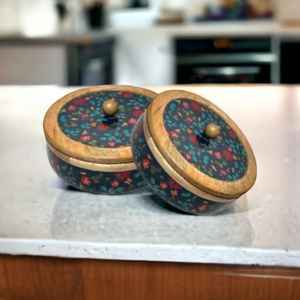 Hotpots tradicionales de madera de bambú que sirven Mesa impreso diseñador Chapati Box con tapa para uso en cocina y mesa de comedor - Product Image 2