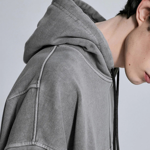 Sudadera con capucha informal personalizada con estilo para hombre, de algodón 100% jersey con hombros caídos, sudaderas con capucha de gran tamaño, sudaderas con capucha lavadas para hombre de peso pesado - Product Image 2