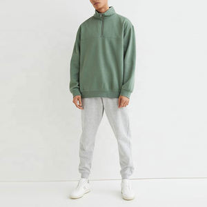 En gros personnalisé polaire tech surdimensionné 1/4 fermeture éclair bloc de couleur ras du cou hommes sweat - Product Image 4