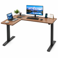 Bureau debout en L moderne en métal, 3 niveaux, 3 moteurs, capacité de charge 150 kg, pour bureau de direction - Vente en gros