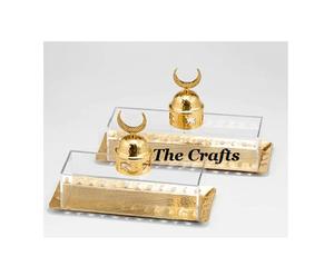 Bandeja de servicio de acrílico y metal de diseño islámico con asas en forma de Luna Bandeja de chocolate especial de Ramadán de la mejor calidad - Product Image 4